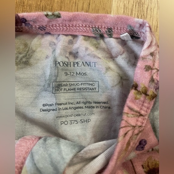 Posh Peanut Pink Floral Pumpkin Zip Bamboo Footie, 9-12m - Picture 2 of 5
